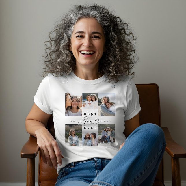 Best Mum Ever Elegant Script Heart Photo Collage Tri-Blend Shirt (Best Mom Ever Elegant Script Heart Photo Collage Tri-Blend Shirt)