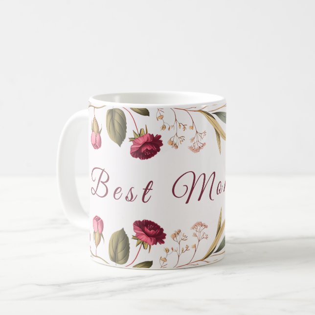 Best Mum Ever Floral Coffee Mug (Front Left)