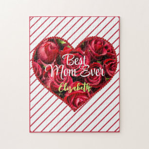 Best Mum Ever Floral Modern Elegant Mothers Day Jigsaw Puzzle