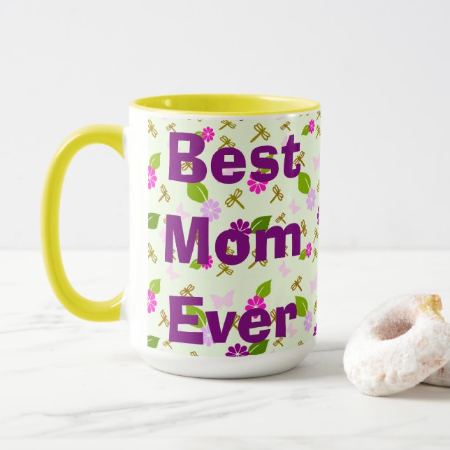 Best Mum Ever Floral Mug (With Donut)