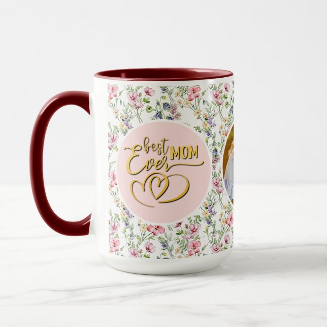 Best Mum Ever Floral Photo Mother's Day Mug (Left)
