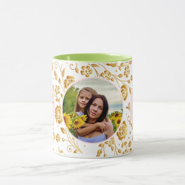 Best Mum Ever Floral Photo Mother's Day Mug (Center)