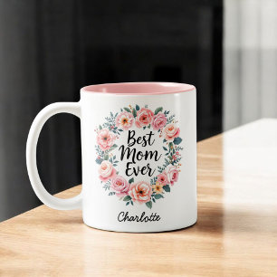 Best Mum Ever   Floral Wreath   Cute Mother's Day Two-Tone Coffee Mug