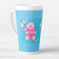 Best Mum Ever Florida Pink Teddy Bear Floral Blue