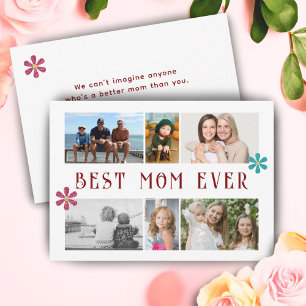 Best Mum Ever Flower 6 Photo Collage Mother's Day Holiday Card