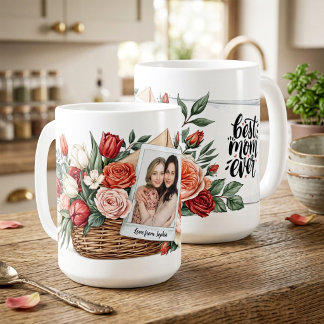 Best Mum Ever Flower Bouquet & Photo Mother’s Day Coffee Mug