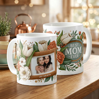 Best Mum Ever Flowers Photo Name Mother’s Day Coffee Mug