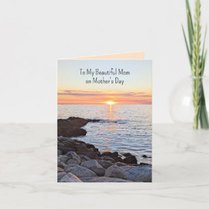Best Mum Ever from Sunrise to Sunset Ocean Photo Holiday Card