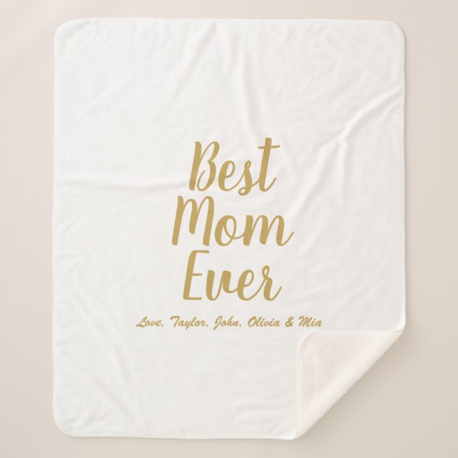 Best Mum Ever gold custom script personalised Sherpa Blanket (Front)
