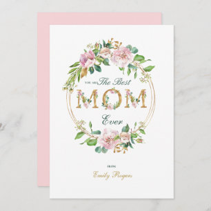 Best Mum Ever Gold floral lettering Mum Save The Date