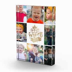 Best Mum Ever Gold letterin Custom Collage Photo B
