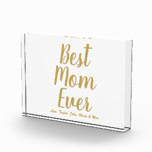 Best Mum Ever gold personalised custom script  Photo Block