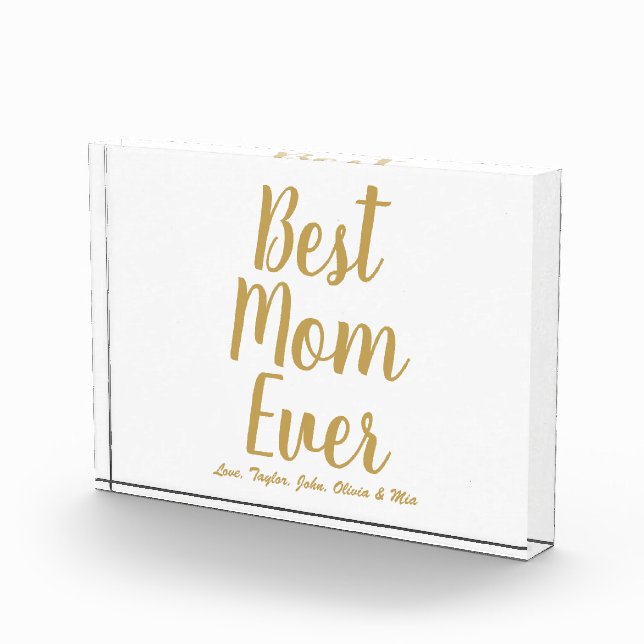 Best Mum Ever gold personalised custom script  Photo Block (Right)