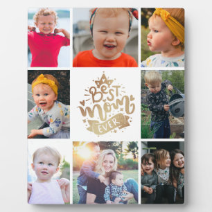 Best Mum Ever Gold Photo Collage Gift Plaque