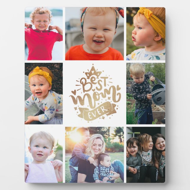 Best Mum Ever Gold Photo Collage Gift Plaque (Front)