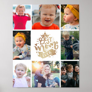 Best Mum Ever Gold Photo Collage Keepsake  Poster