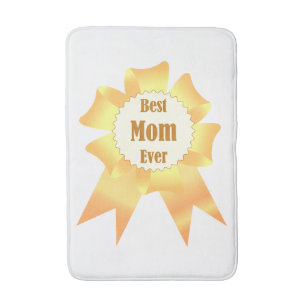 Best mum ever Golden winner award ribbon Bath Mat