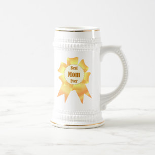 Best mum ever Golden winner award ribbon Beer Stein