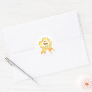 Best mum ever Golden winner award ribbon Classic Round Sticker