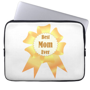 Best mum ever Golden winner award ribbon Laptop Sleeve