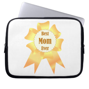 Best mum ever Golden winner award ribbon Laptop Sleeve