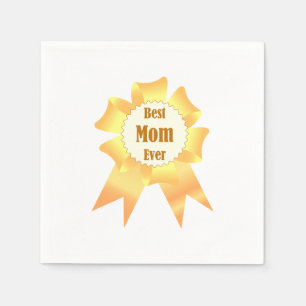 Best mum ever Golden winner award ribbon Napkin