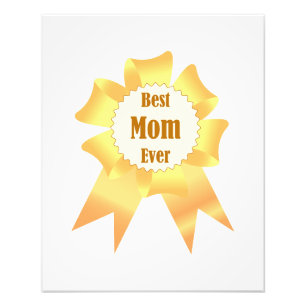 Best mum ever Golden winner award ribbon Photo Print