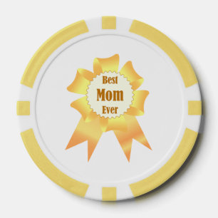Best mum ever Golden winner award ribbon Poker Chips
