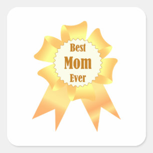 Best mum ever Golden winner award ribbon Square Sticker