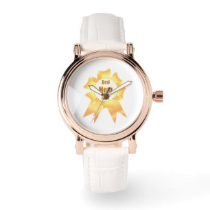 Best mum ever Golden winner award ribbon Watch