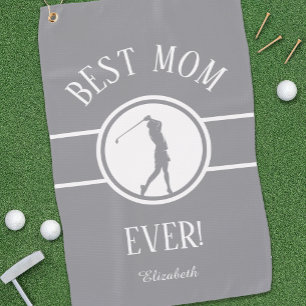 Best Mum Ever Golfer Sports Monogram Womens Grey Golf Towel