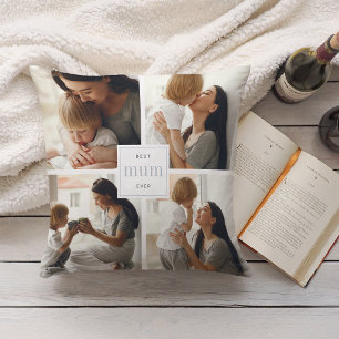 Best Mum Ever Gray & White Kids Photo Collage Cushion