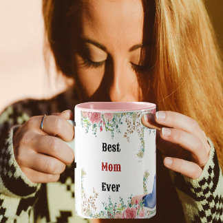 Best Mum Ever Greenery Floral Mother Baby Photo Magic Mug