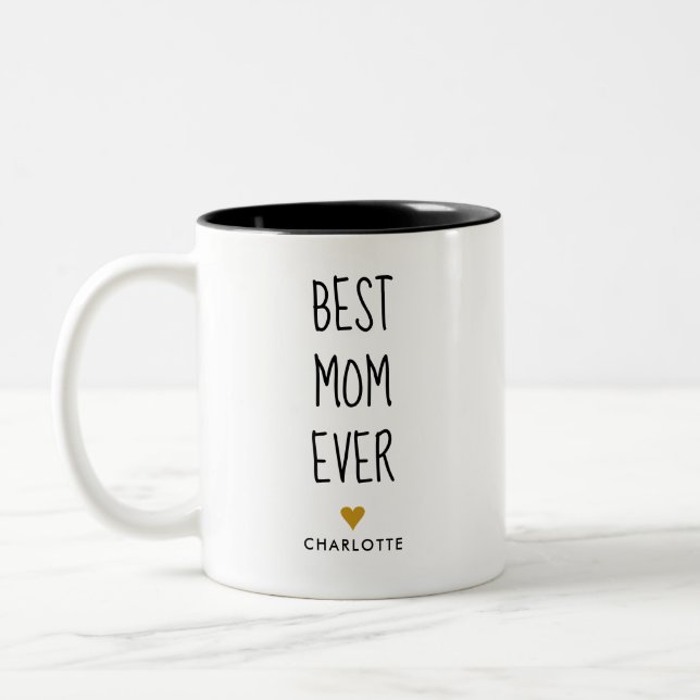Best Mum Ever Hand Written Personalised Two-Tone C Coffee Mug (Left)