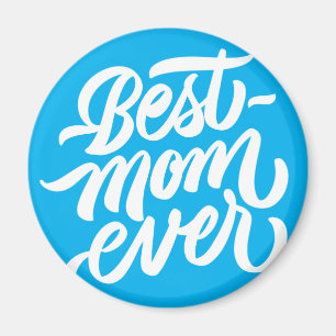 Best Mum Ever Handwritten Script Sky Blue Magnet