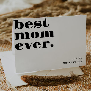 Best Mum Ever Happy Mother's Day Simple Black Text Thank You Card