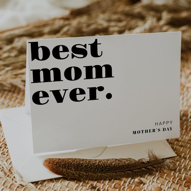 Best Mum Ever Happy Mother's Day Simple Black Text Thank You Card (Creator Uploaded)