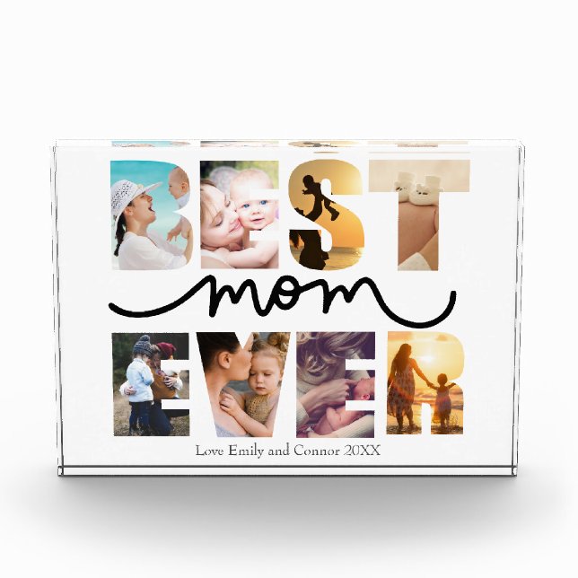 Best mum ever happy mothers day text shaped photo block (Front)