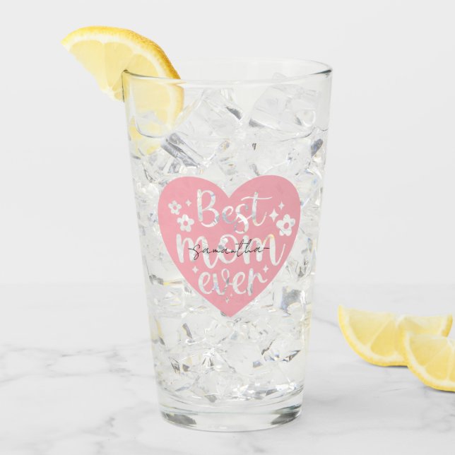 Best Mum Ever Heart Glass (Front Ice)