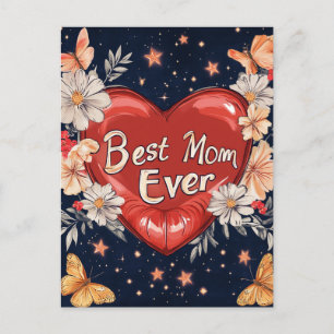 Best Mum Ever Heart Mother’s Day Holiday Postcard