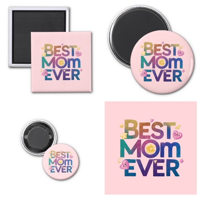 Best Mum Ever Hearts & Flowers Magnet (Best Mom Ever hearts and flowers magnets)