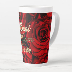 Best Mum Ever Hearts Red Roses Floral Latte Mug