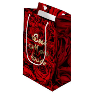 Best Mum Ever Hearts Red Roses Floral Small Gift Bag