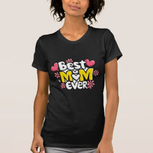 Best Mum Ever – Kawaii Doodle Style with Hearts  T-Shirt