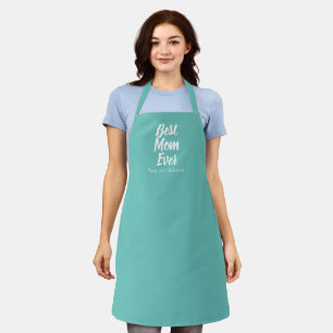 Best Mum Ever light teal custom script text cute Apron
