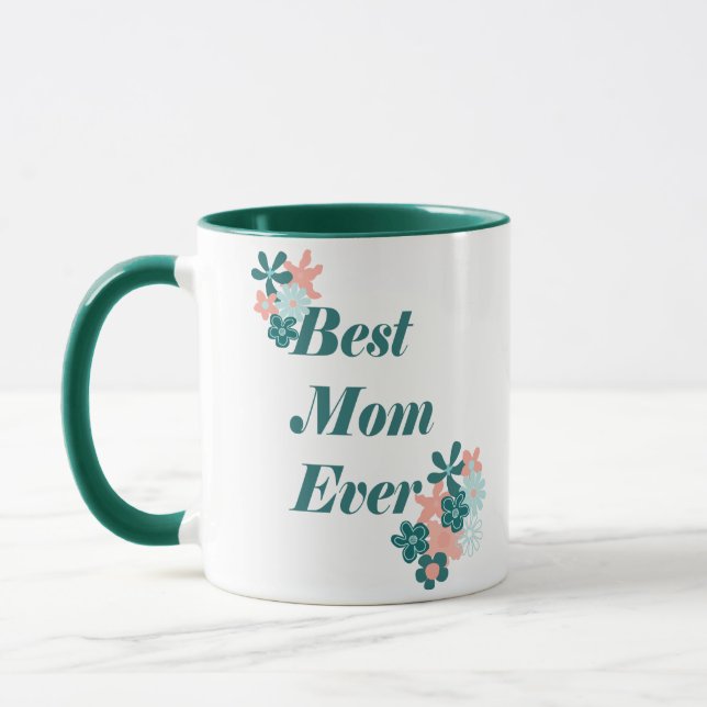 Best Mum Ever Lovely Green Floral Design Mug (Left)