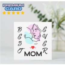 Best Mum Ever Minimalist Line Art Custom Card 
