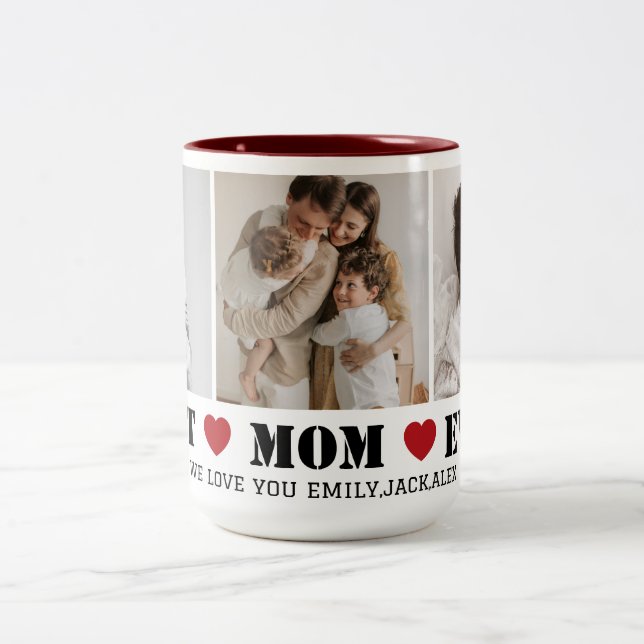 Best Mum Ever Modern 3 Photo Collage Mug (Center)