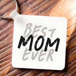 Best Mum Ever Modern Black and Grey Grunge Key Ring