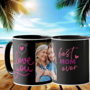 Best Mum Ever Modern Black Photo Mother's Day Mug